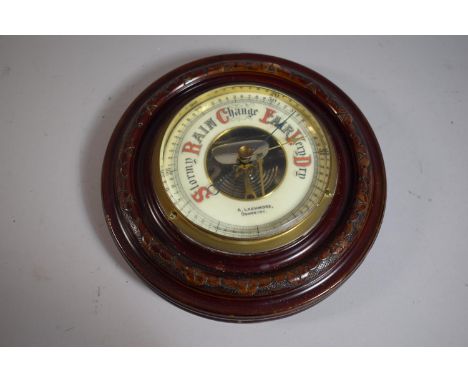 A Late 19th Century Circular Aneroid Barometer, the Enamelled Dial Inscribed A Lashmore, Oswestry, 21cm Diameter 