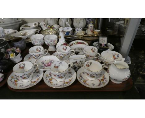 A Collection of Floral Pattern China to Include Mintons Spring Flowers, Coffee Cans and Saucers, Minton Haddon Hall Vases, Ro