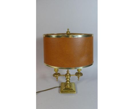 A Modern Brass Two Branch Table Lamp, 38cm High 