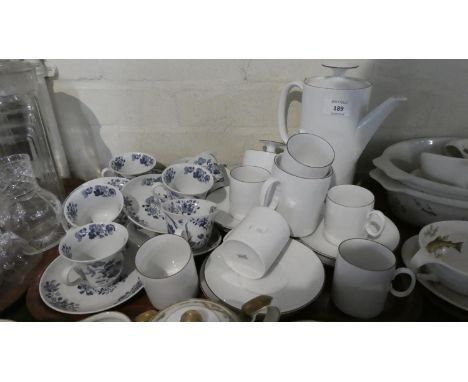 A Collection of Wedgwood Blue and White Coffee Cans and Saucers and German Coffee Set 