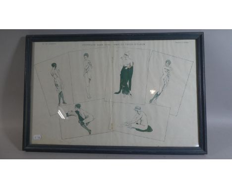 A Framed French Print of Nudes, Taken From La Vie Parisienne, 53cm Wide 