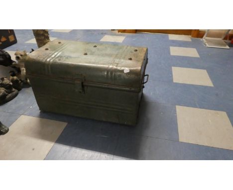 A Metal Travelling Trunk, 59cm Wide 