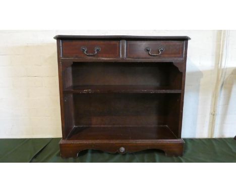 A Reproduction Mahogany Two Shelf Bookcase with Two Top Drawers, 76cm Wide 