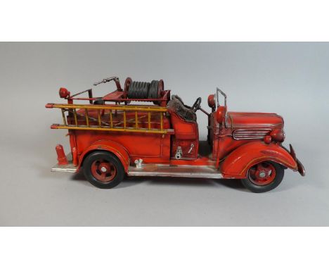 A Reproduction American Tin Plate Model of a Fire Engine, 38cm Long 
