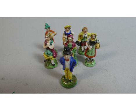A Collection of Seven Interesting Miniature Ceramic Figures, 3.5cm High 