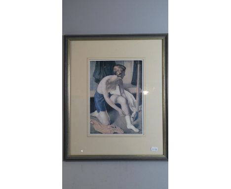 A Framed Glasson Print of Female Topless Athlete, Dated 1932 