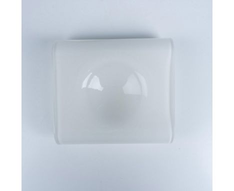 White cased glass with center concave a unique decor item for any table setting. Issued: 21st centuryDimensions: 7"L x 6.25"W