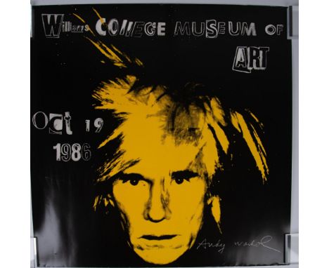 Awesome original offset lithograph poster on thick paper for American Pop artist Andy Warhol's exhibition at William College 