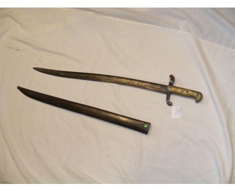 An antique sword bayonet in metal scabbard - 71cms long CONDITION REPORT Our team of trusted experts are on hand to help and 