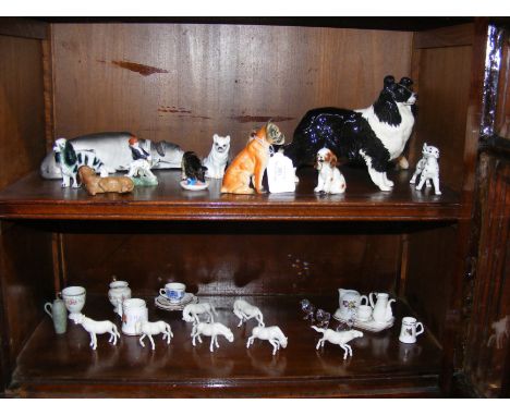 Selection of ceramic dog and animal ornaments 