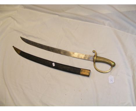 An antique cutlass with leather scabbard - 77cms long CONDITION REPORT Our team of trusted experts are on hand to help and al