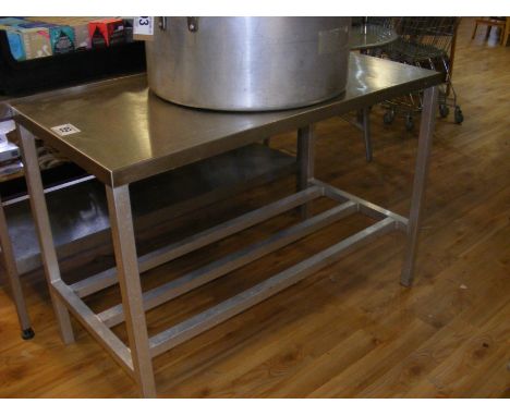 A commercial stainless steel preparation table with pot shelf under