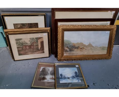 After Grant, 'Sir Richard Sutton and the Quorn Hounds' and another similar, coloured hunting prints.  Framed,  Hannaford, Mum