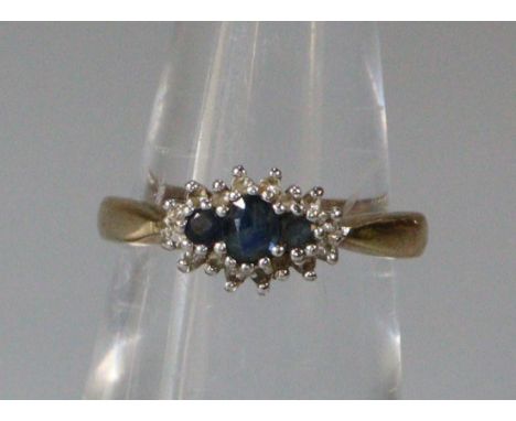 9ct gold blue and white stone dress ring.  2.2g approx.  Size K 1/2.   (B.P. 21% + VAT) 