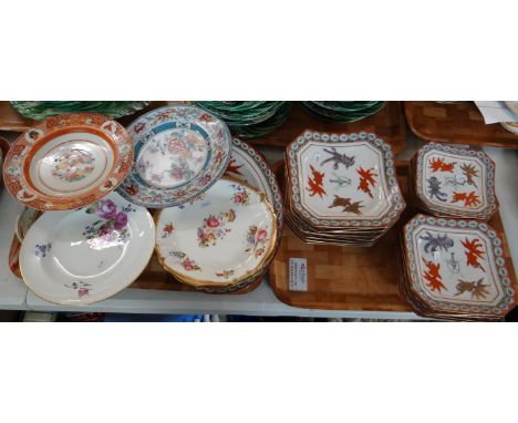 Two trays of china to include; modern Chinese goldfish and lobster design square plates in various sizes and an oval platter,