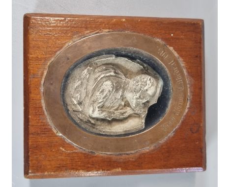 Unusual WWI portrait relic in oak frame marked From Rheims Cathedral 1915.  (B.P. 21% + VAT) 