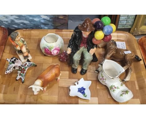 Tray of ceramics to include: Royal Worcester G161 baluster vase hand painted with roses signed indistinctly, Royal Doulton Th