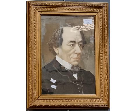 Portrait of Benjamin Disraeli, coloured print.  35x24cm approx.  Framed and glazed.    (B.P. 21% + VAT) 
