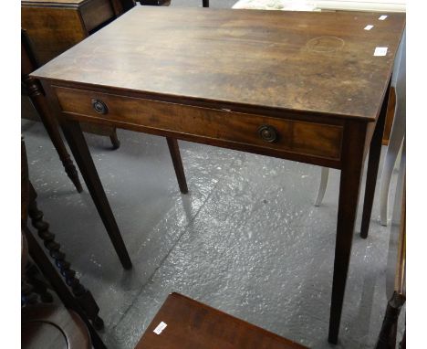 19th century mahogany single drawer side table on square tapering legs.  (B.P. 21% + VAT) 