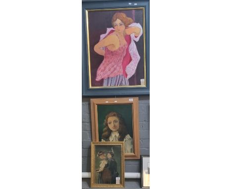 Claudia Williams (Welsh born 1933), portrait of a young woman, signed. Oils on canvas. 72x53cm approx. Together with two othe