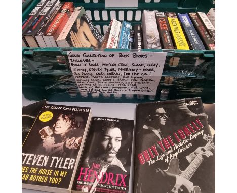 Collection of Rock Books, to include: Guns N' Roses, Motley Crue, Slash, Ozzy, Stephen Tyler, Morrissey Marr, Tom Petty, Bob 