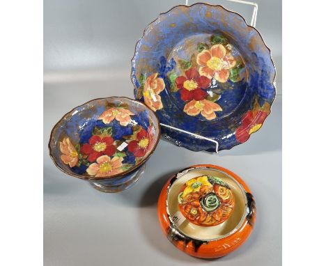 Collection of ceramics to include: Clarice Cliff floral posy vase together with Royal Doulton 'Wild Rose' dish and matching c