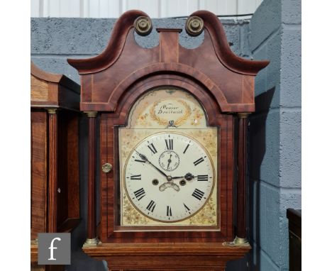 A 19th Century inlaid mahogany and oak longcase clock by Weaver Droitwich, with eight day striking movement, seconds subsidia