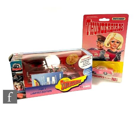 A Corgi CC00603 Gerry Anderson's Thunderbirds FAB 1 diecast model, together with a Matchbox FAB 1, both boxed/carded. (2) 