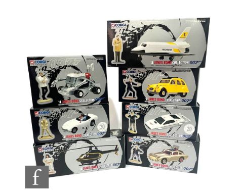 A collection of seven Corgi James Bond Collection 007 diecast models, to include 65501 Stromberg Helicopter, 65001 Lotus Espr