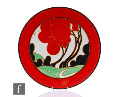 A boxed Wedgwood Clarice Cliff Collectors Club charger decorated in the Red Autumn pattern, diameter 31cm.  NB - This charger