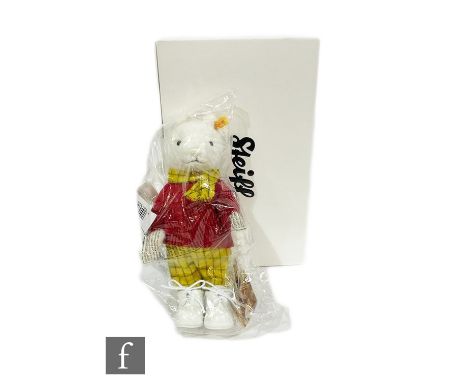 A boxed&nbsp;Steiff Danbury Mint 'Rupert the Bear', yellow tag 662782, factory sealed with certificate, length 28cm. 