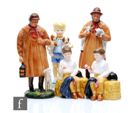 Two Royal Doulton figures comprising Lambing Time HN1890 and The Shepherd HN1975, together with two Royal Doulton First Prize