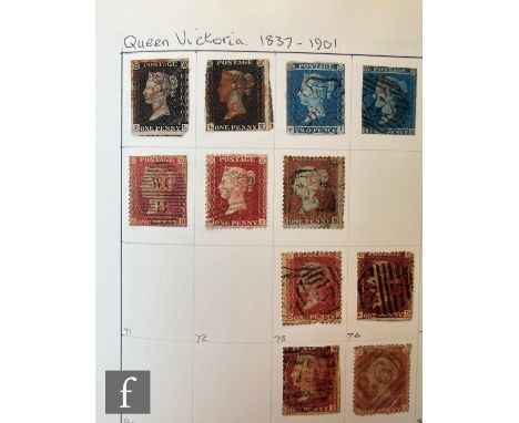 A postage stamp collection contained in a large binder album, mainly used Great Britain Queen Victoria to Queen Elizabeth II,