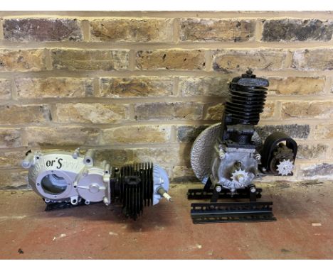 A Villiers display enginetogether with three unidentified engines, in various conditions and completeness, close inspection a