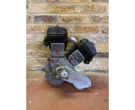 A JAP v-twin side valve engineno engine number visible, condition and completeness unknown, close inspection advised.  Lot to