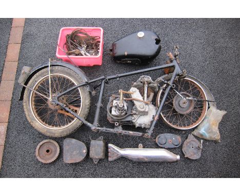A c.1939 believed Velocette KSS projectincluding frame numbered CMS 6327, engine numbered KSS 8224 together with wheels, petr