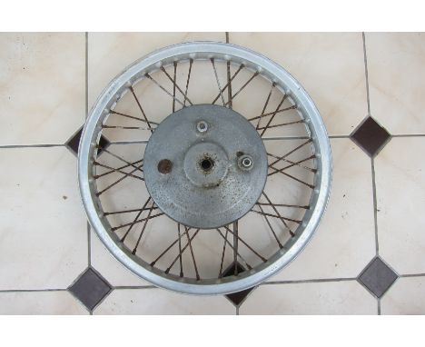 A BSA 190mm front wheelwith brake plate and Dunlop WM1 x 19' alloy rim, completeness and condition unknown, close inspection 