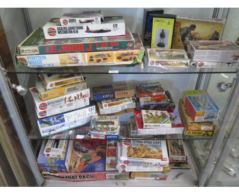A good collection of mainly Airfix, some Revell plastic kits and figures including a Compact Pack - 48 in total - kits have n