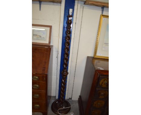BARLEY TWIST TURNED MAHOGANY LAMP STANDARD, HEIGHT APPROX 148CM