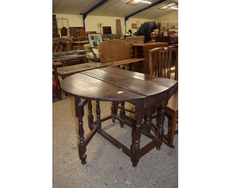 OVAL GATE LEG DROP LEAF TABLE, APPROX 90 X 110CM