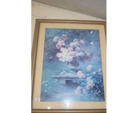 PRINT OF FLOWERS IN GARDEN LANDSCAPE