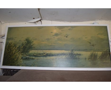 PRINTS OF RIVER SCENES WITH BIRDS IN FLIGHT