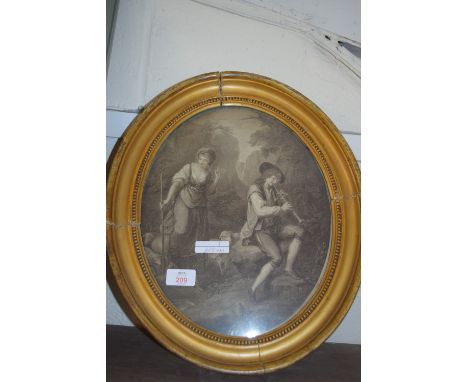 CLASSICAL STYLE PRINT IN OVAL GILT FRAME