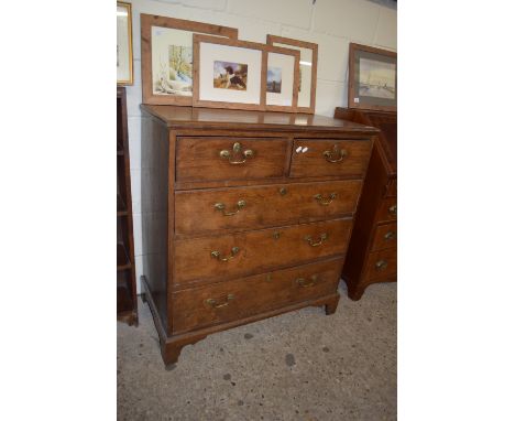19TH CENTURY CHEST OF TWO SHORT OVER THREE LONG DRAWERS, ON BRACKET FEET, WIDTH APPROX 94CM