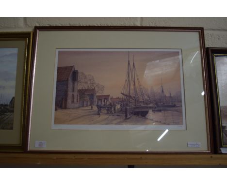 PRINT OF A SHIPPING SCENE NO 158 FROM 850, SIGNED M BENSLEY, PLUS ONE OTHER