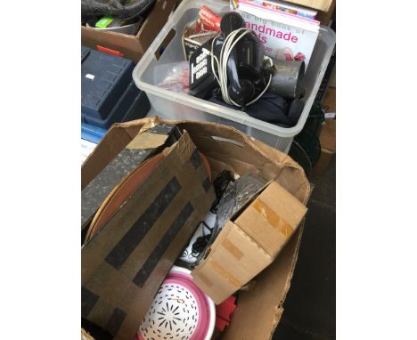 2 BOXES INC. LAWN EDGE TRIMMER KIT, DECANTER, PHONE, CAMPING LAMP