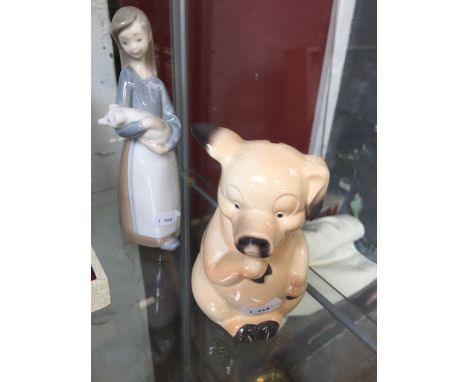 SMALL LLADRO FIGURE AND A GOEBEL PIG MONEY BANK      C