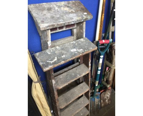2 WOODEN STEP LADDERS
