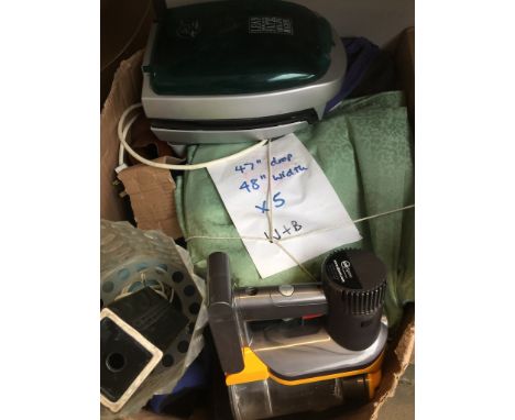 BOX INC TABLE LAMP, DYSON VAC, CURTAINS ETC.
