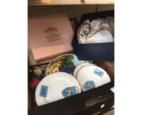 BOX OF CHINA. LEONARDO BOXED CUPS AND SAUCERS ETC.